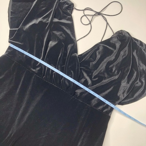 JENNY YOO Ellis Black Velvet Stretchy Long Bridesmaid Winter Wedding Gown Dress - Picture 14 of 15